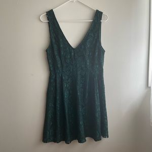 F21 Green Lace V Neck Mini Dress